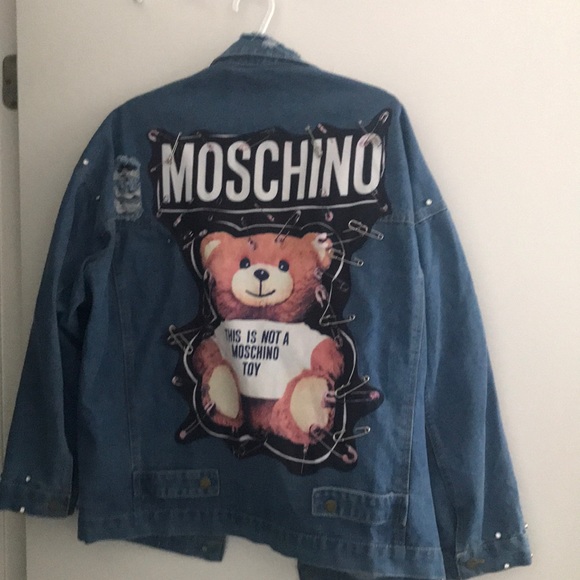 moschino denim jacket bear